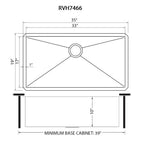 Ruvati Gravena — Tarja de Cocina en Acero Inoxidable — diagrama de dimensiones
