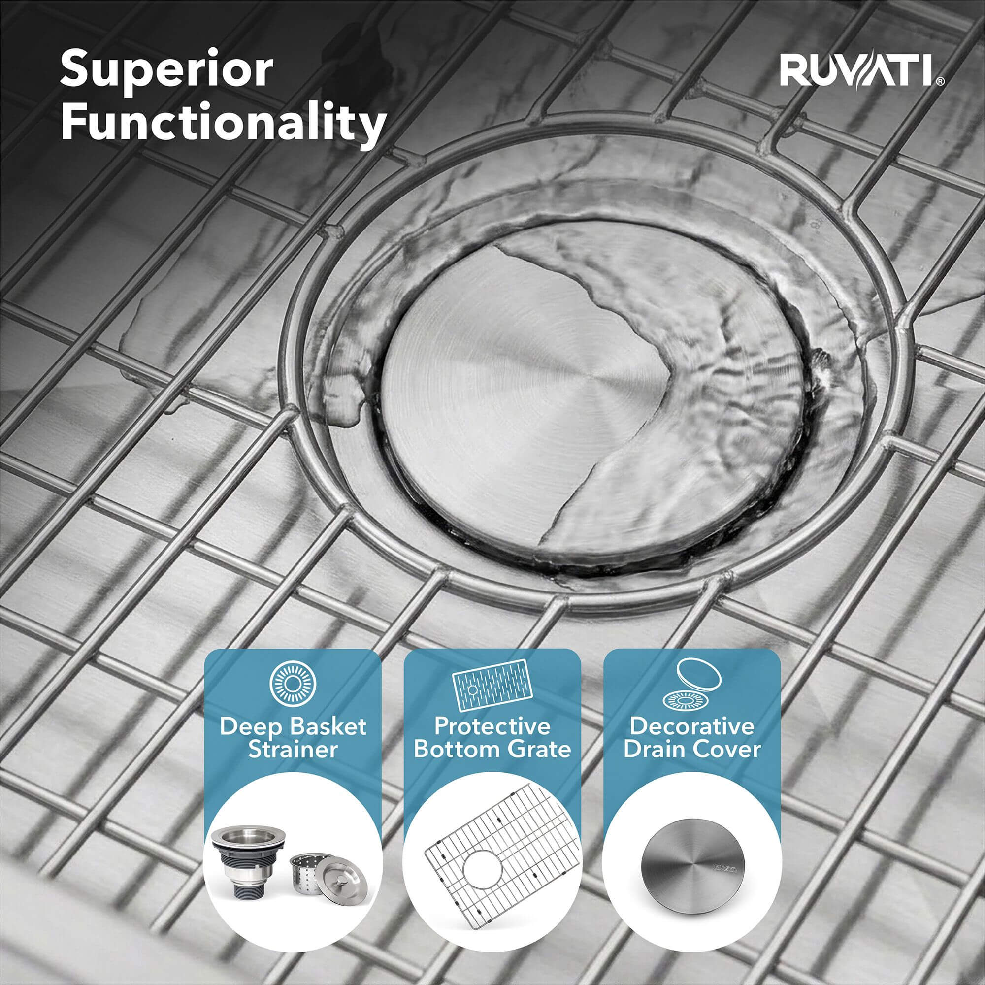 Ruvati Tribeca — Tarja de Cocina en Acero Inoxidable — Acero Inoxidable — 4
