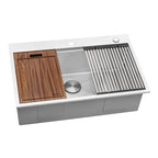 Ruvati Siena — Tarja Workstation de Cocina de 33 x 22 pulg en Acero Inoxidable — Acero Inoxidable