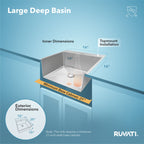 Ruvati Tirana Pro — Tarja de Bar / Prep de 18 x 20 pulg en Acero Inoxidable — Acero Inoxidable — 4