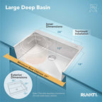 Ruvati Tirana Pro — Tarja de Cocina de 30 x 22 pulg en Acero Inoxidable — Acero Inoxidable — 3