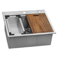 Ruvati Siena — Tarja Workstation de Cocina de 25 x 22 pulg en Acero Inoxidable — Acero Inoxidable