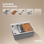 Ruvati Siena — Tarja Workstation de Cocina de 25 x 22 pulg en Acero Inoxidable — Acero Inoxidable — 2