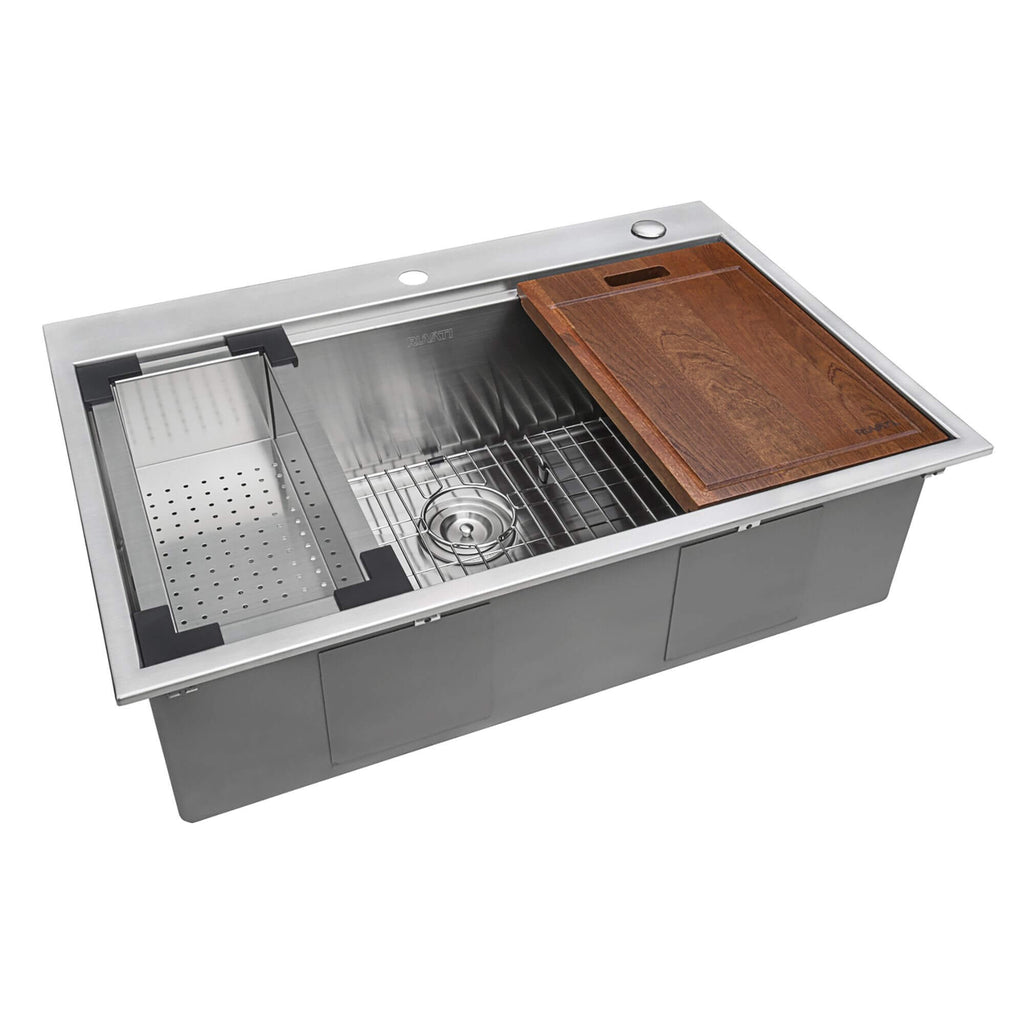 Ruvati Siena — Tarja Workstation de Cocina de 30 x 22 pulg en Acero Inoxidable — Acero Inoxidable