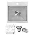 Ruvati Tirana — Tarja de Bar / Prep de 15 x 15 pulg en Acero Inoxidable — Acero Inoxidable