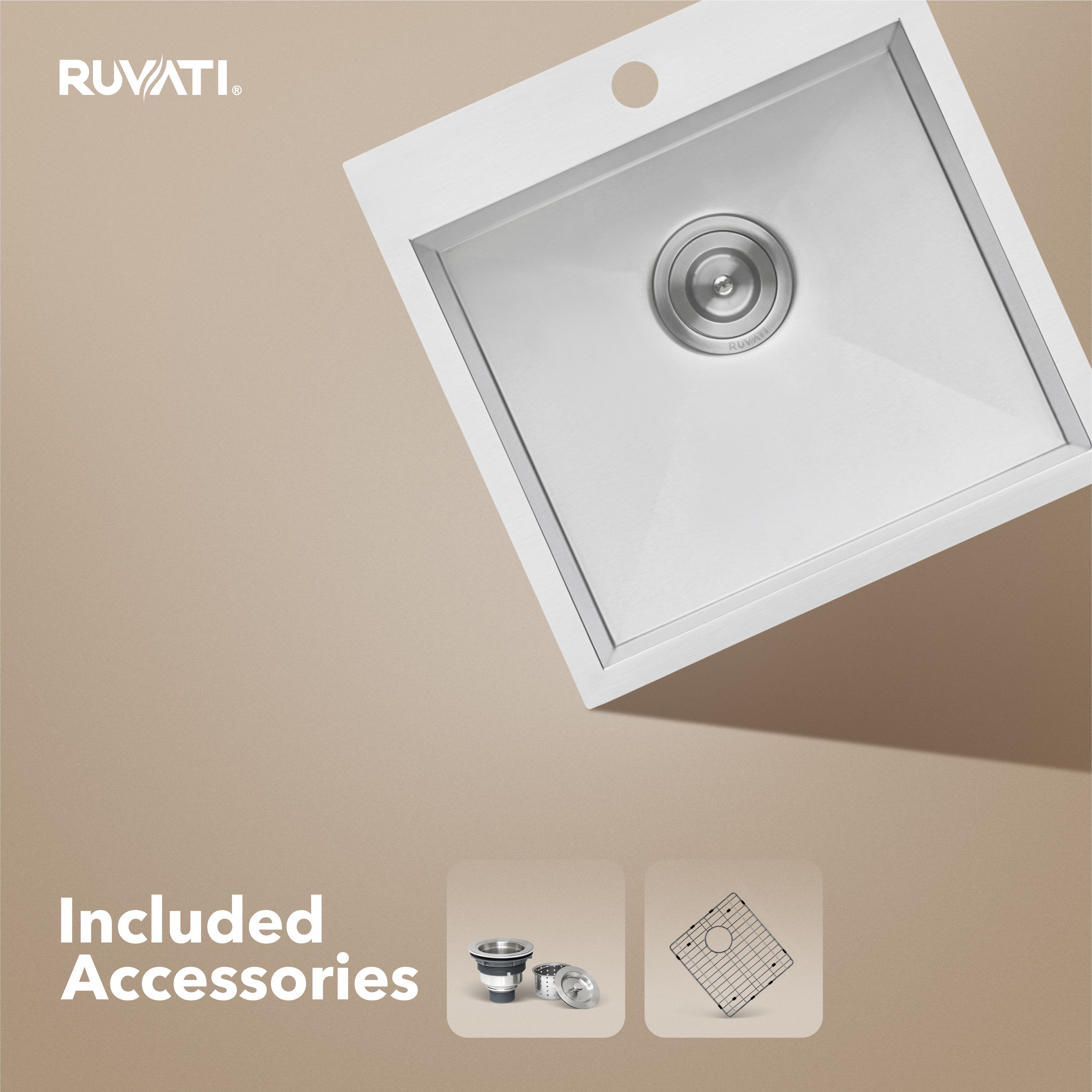 Ruvati Tirana — Tarja de Bar / Prep de 18 x 18 pulg en Acero Inoxidable — Acero Inoxidable — 2