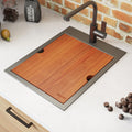 Ruvati Giana — Tarja de Bar / Prep de 15 x 20 pulg en Acero Inoxidable — Negro Gunmetal