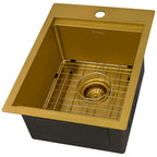 Ruvati Giana — Tarja de Bar / Prep de 15 x 20 pulg en Acero Inoxidable — Oro Mate — 2