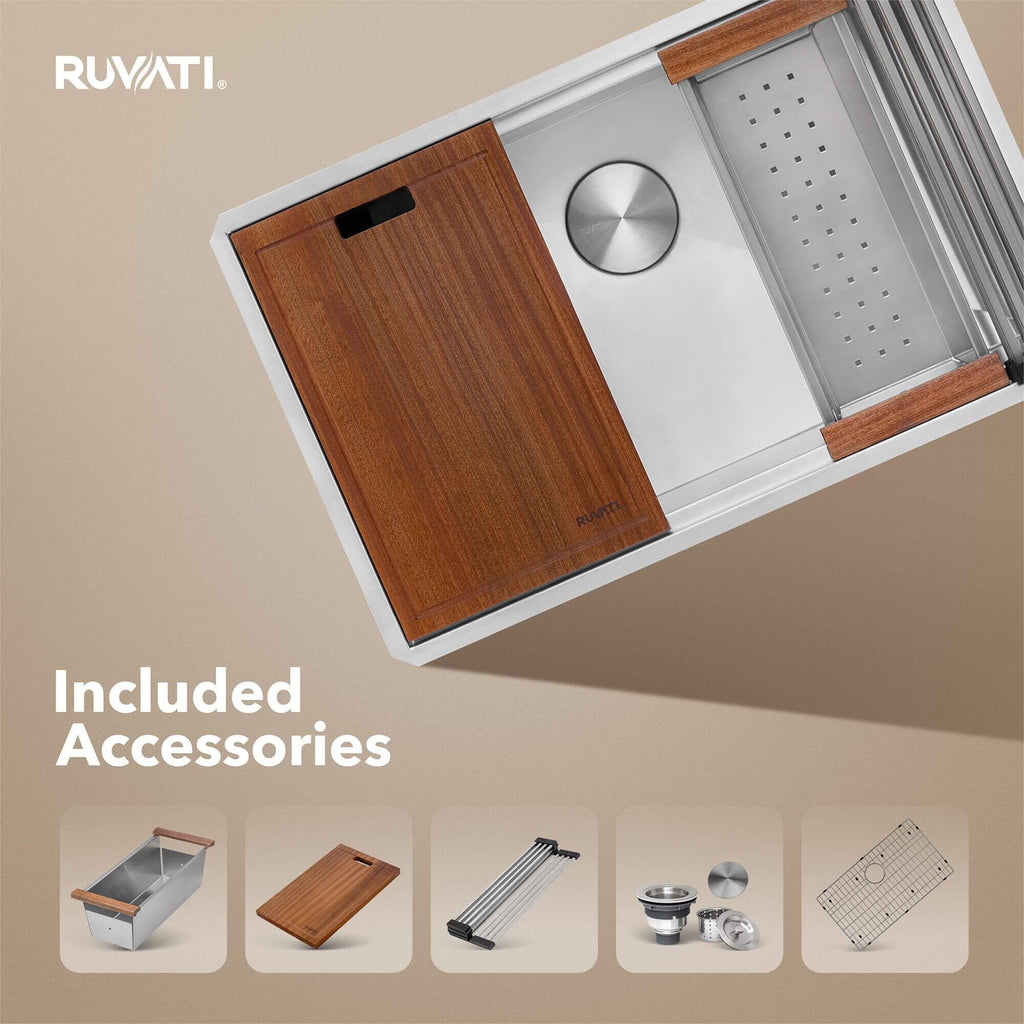 Ruvati Roma — Tarja Workstation de Cocina en Acero Inoxidable — Acero Inoxidable — 1