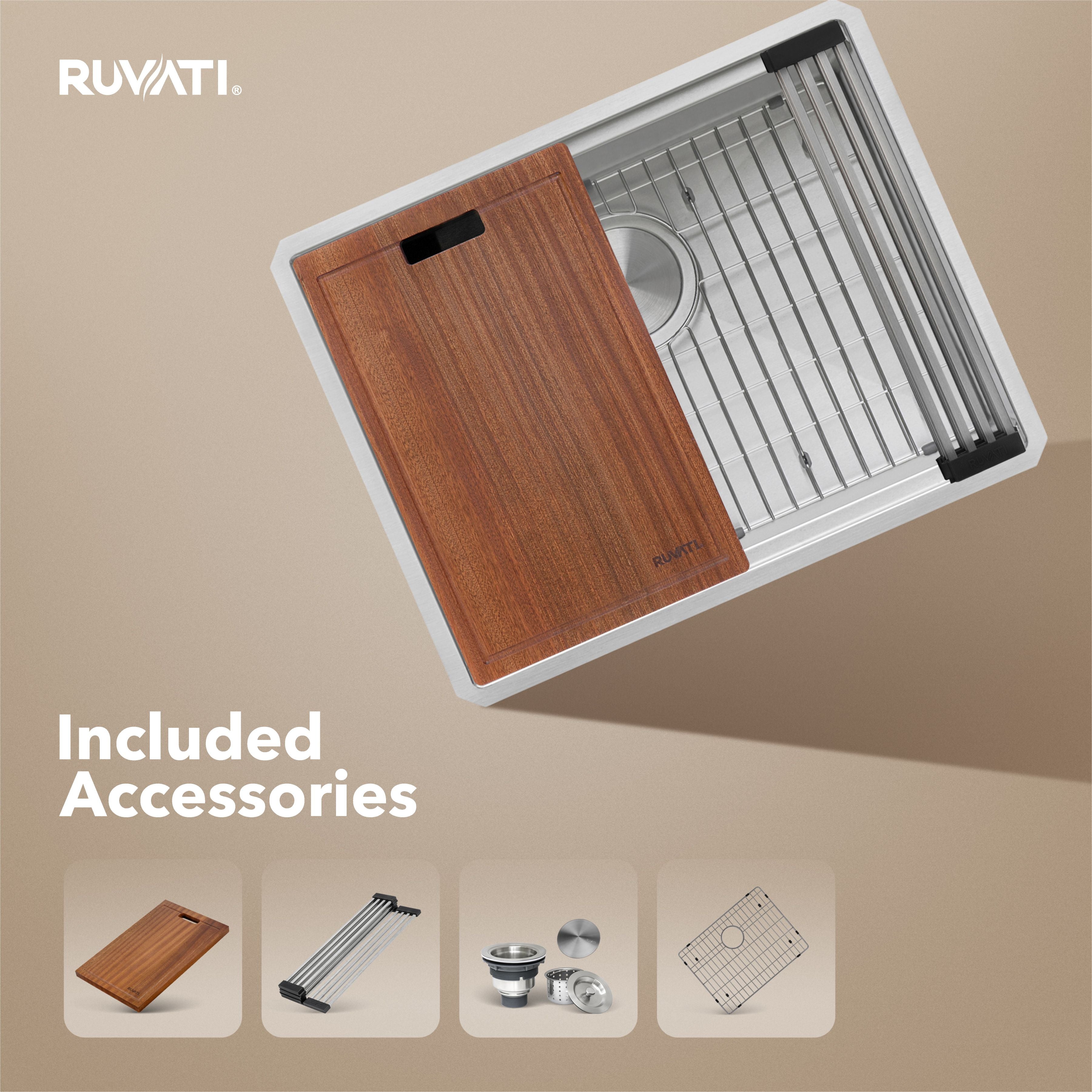 Ruvati Roma Pro — Tarja Workstation de Cocina en Acero Inoxidable — Acero Inoxidable — 2
