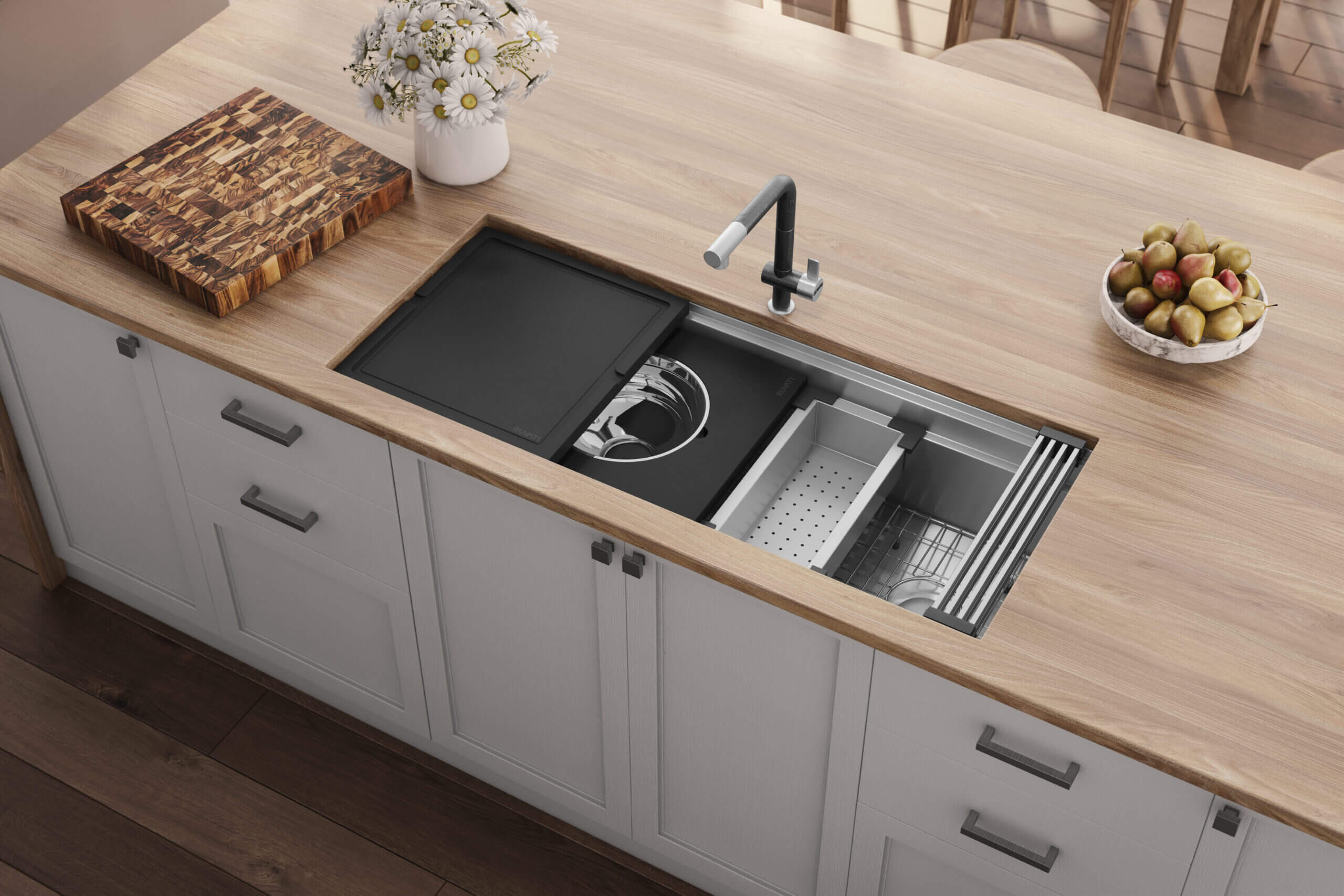 Ruvati Dual-Tier Nova — Tarja Workstation de Cocina en Acero Inoxidable — Acero Inoxidable — 4
