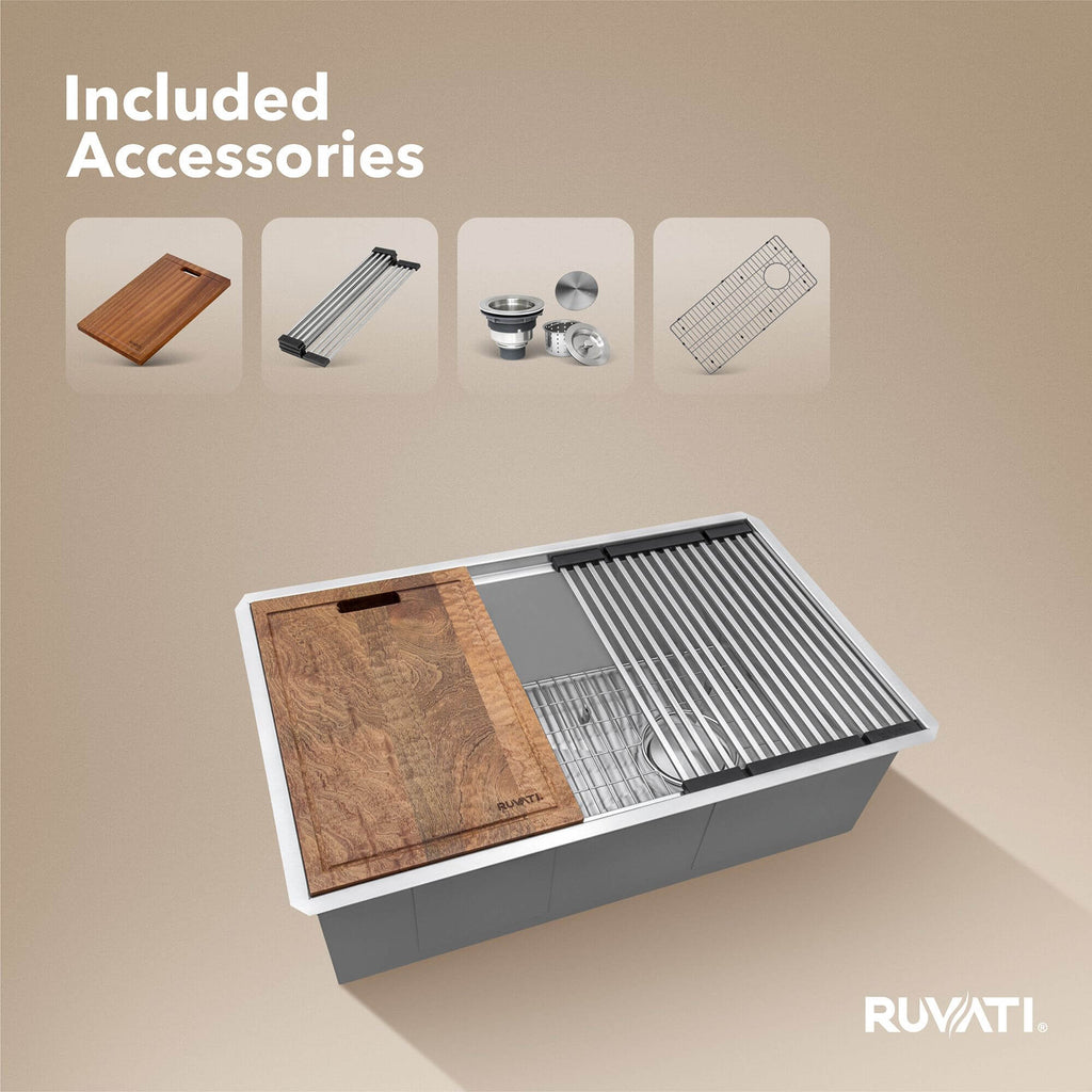Ruvati Veniso — Tarja Workstation de Cocina en Acero Inoxidable — Acero Inoxidable — 1