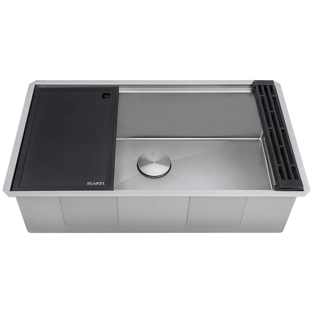 Ruvati Roma Hex — Tarja Workstation de Cocina en Acero Inoxidable — Acero Inoxidable — 3