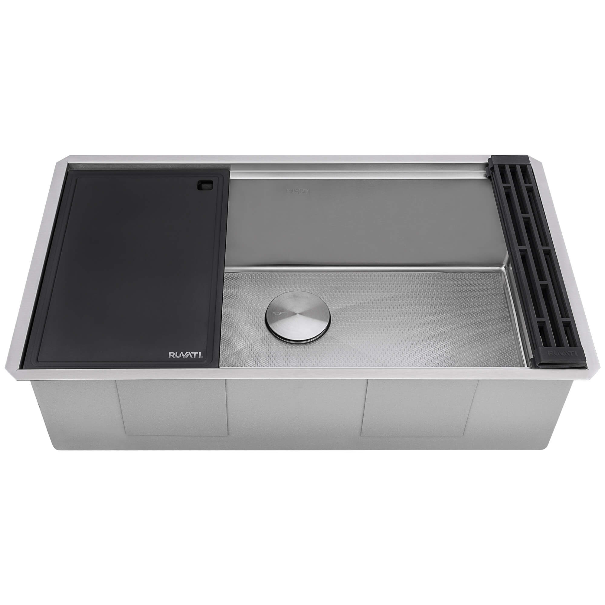 Ruvati Roma Hex — Tarja Workstation de Cocina en Acero Inoxidable — Acero Inoxidable — 3