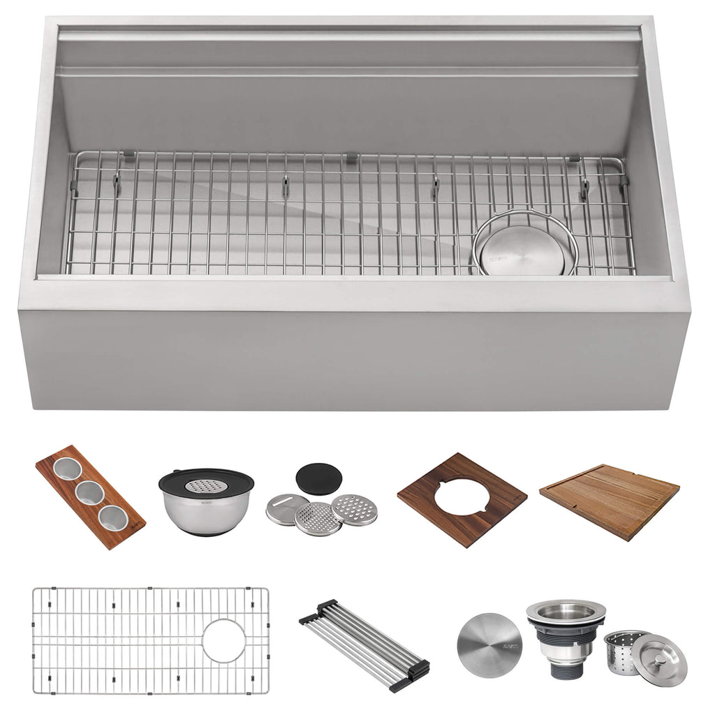 Ruvati Dual-Tier — Tarja Farmhouse de Cocina en Acero Inoxidable — Acero Inoxidable — 2