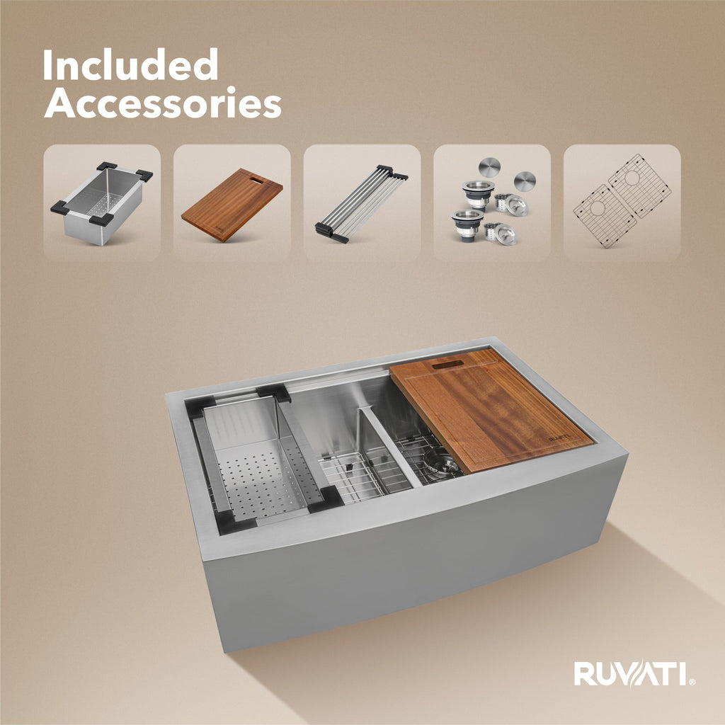 Ruvati Verona — Tarja Farmhouse de Cocina en Acero Inoxidable — Acero Inoxidable — 1