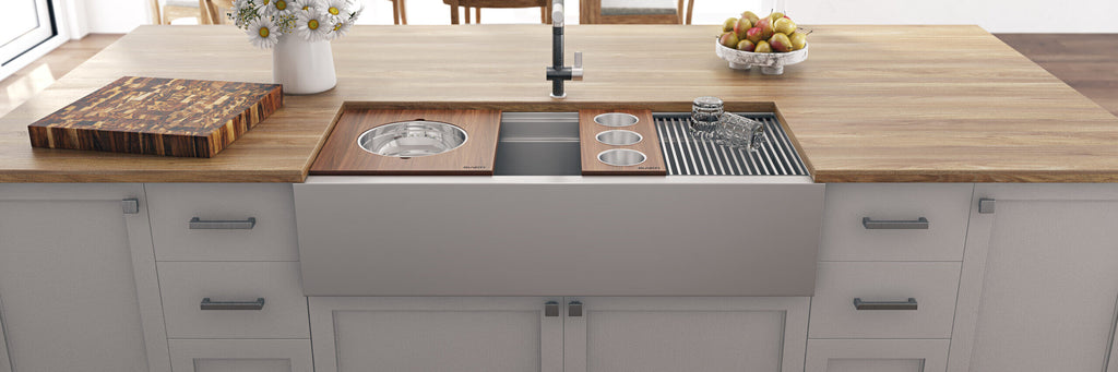 Ruvati Dual-Tier — Tarja Farmhouse de Cocina en Acero Inoxidable — Acero Inoxidable — 4