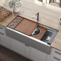 Ruvati Dual-Tier — Tarja Farmhouse de Cocina en Acero Inoxidable — Acero Inoxidable