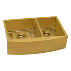 Ruvati Terraza — Tarja Farmhouse de Cocina en Acero Inoxidable — Oro Mate — 1