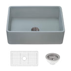 Ruvati Fiamma — Tarja Farmhouse de Cocina de 33 x 20 pulg en Fireclay — Gris Horizon
