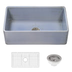 Ruvati Fiamma — Tarja Farmhouse de Cocina de 33 x 20 pulg en Fireclay — Azul Costa