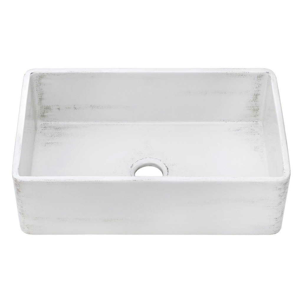 Ruvati Fiamma — Tarja Farmhouse de Cocina de 33 x 20 pulg en Fireclay — Blanco Envejecido — 1