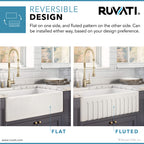 Ruvati Fiamma — Tarja Farmhouse de Cocina de 33 x 20 pulg en Fireclay — Blanco Envejecido — 4