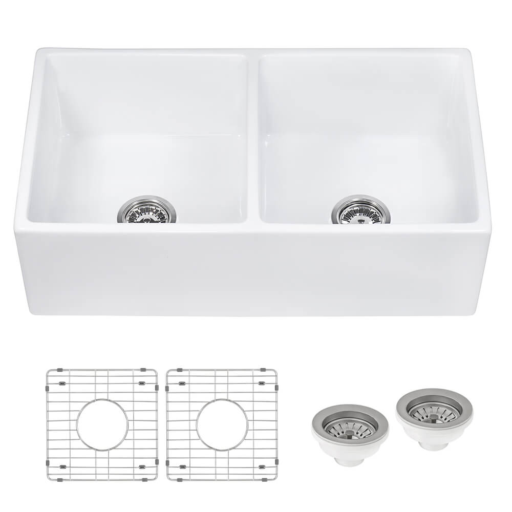 Ruvati Fiamma — Tarja Farmhouse de Cocina de 33 x 18 pulg en Fireclay — Blanco