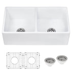 Ruvati Fiamma — Tarja Farmhouse de Cocina de 33 x 18 pulg en Fireclay — Blanco