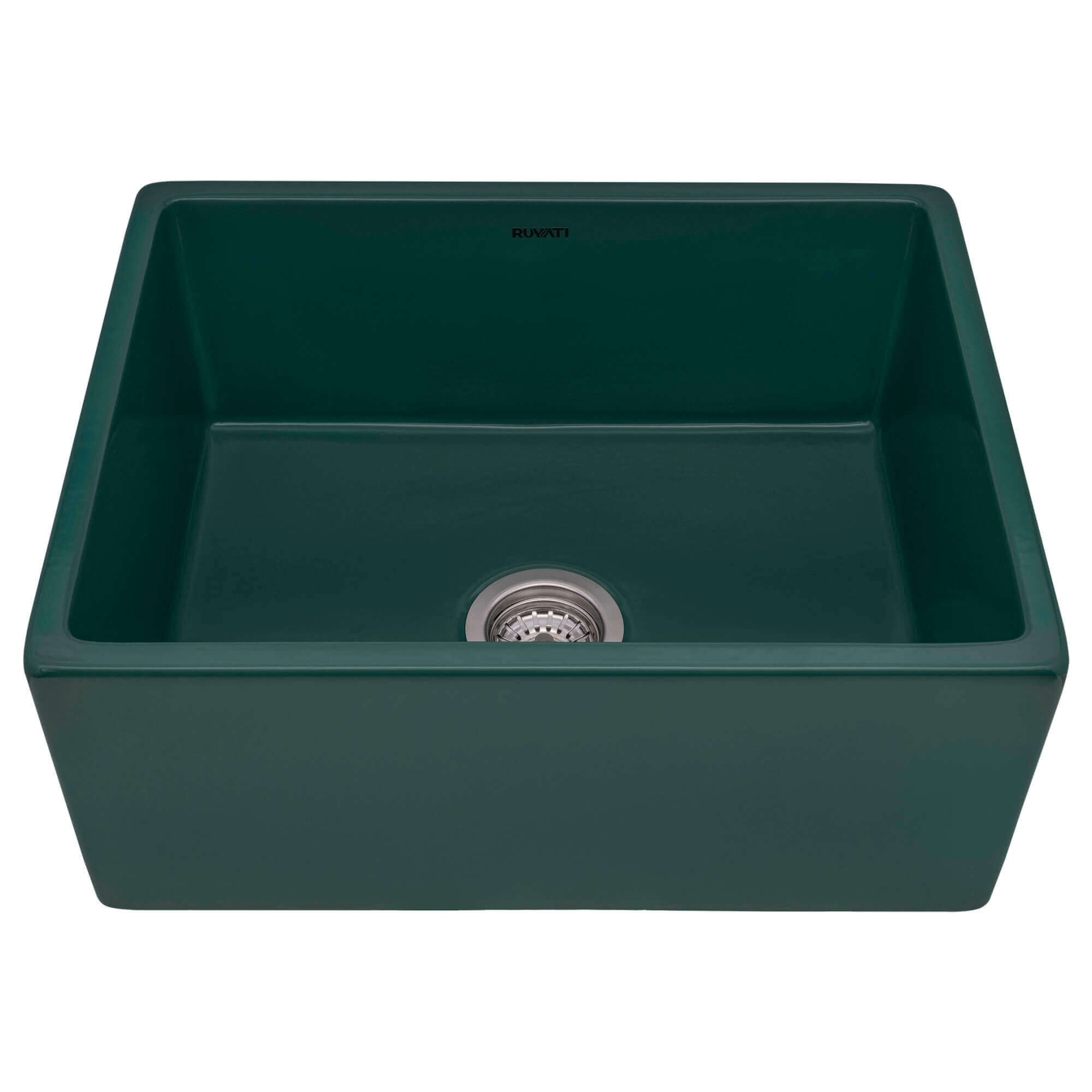 Ruvati Fiamma — Tarja Farmhouse de Cocina en Fireclay — Verde Esmeralda