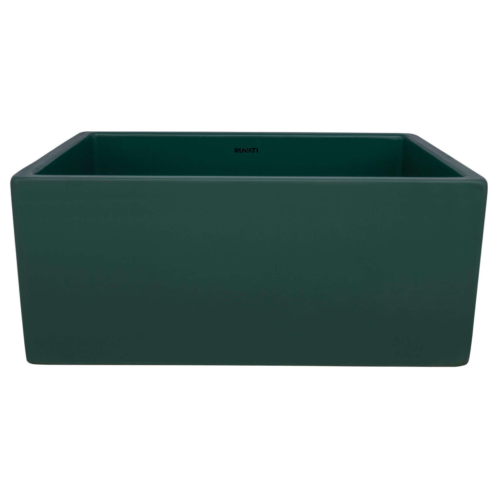 Ruvati Fiamma — Tarja Farmhouse de Cocina en Fireclay — Verde Esmeralda — 2