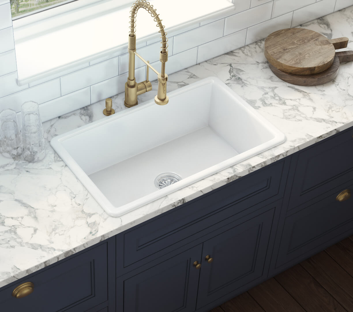 Ruvati Fiamma — Tarja de Cocina en Fireclay — Blanco — 3