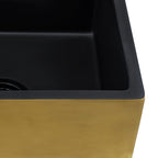 Ruvati Fiamma — Tarja Farmhouse de Cocina en Fireclay — Oro Cepillado