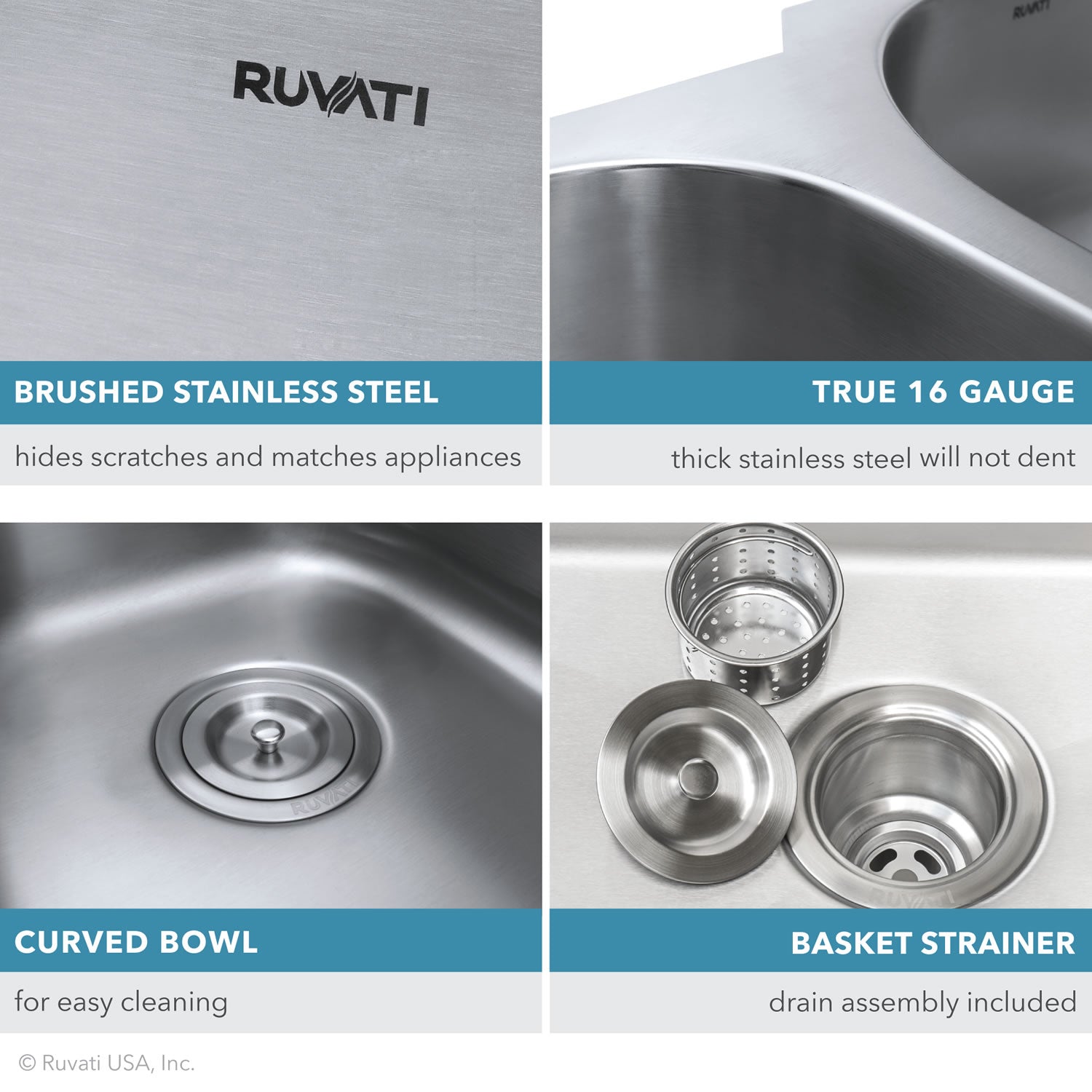 Ruvati Parmi — Tarja de Cocina en Acero Inoxidable — Acero Inoxidable — 4