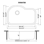 Ruvati Parmi — Tarja de Cocina en Acero Inoxidable — diagrama de dimensiones