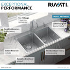 Ruvati Modena — Tarja de Cocina de 33 x 22 pulg en Acero Inoxidable — Acero Inoxidable — 2