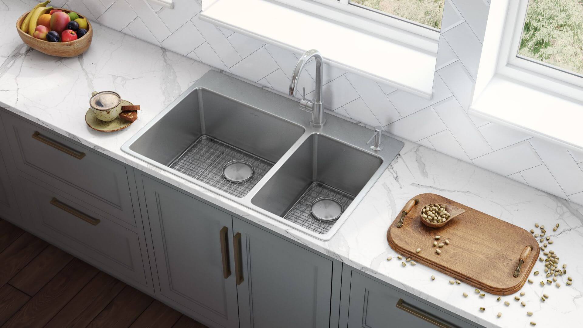 Ruvati Modena — Tarja de Cocina de 33 x 22 pulg en Acero Inoxidable — Acero Inoxidable — 3