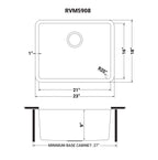 Ruvati Modena — Tarja de Cocina en Acero Inoxidable — diagrama de dimensiones