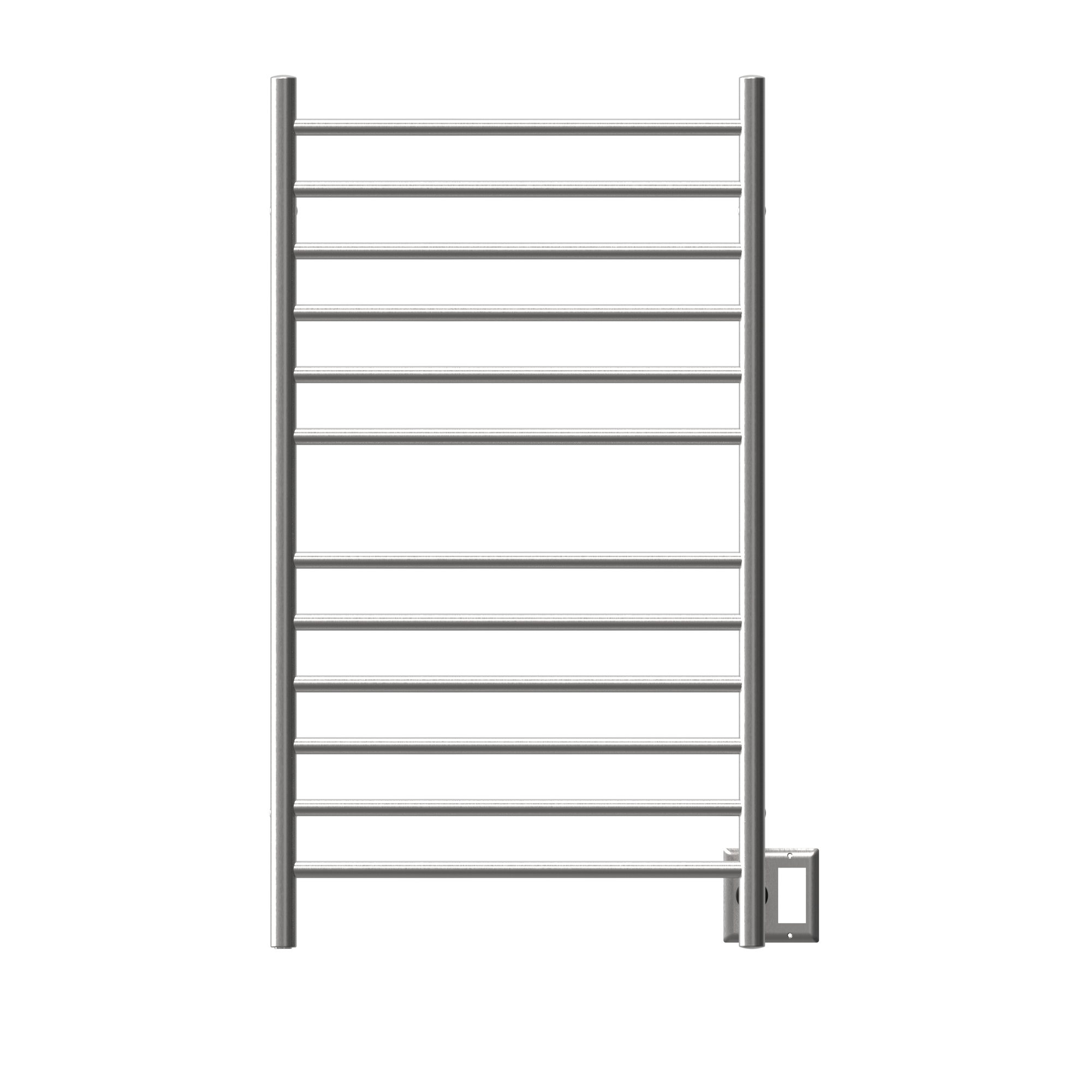 Radiant Grande Cableado + Enchufe Combo Recta 12 Barras Toallero Calefactor en Níquel Satinado