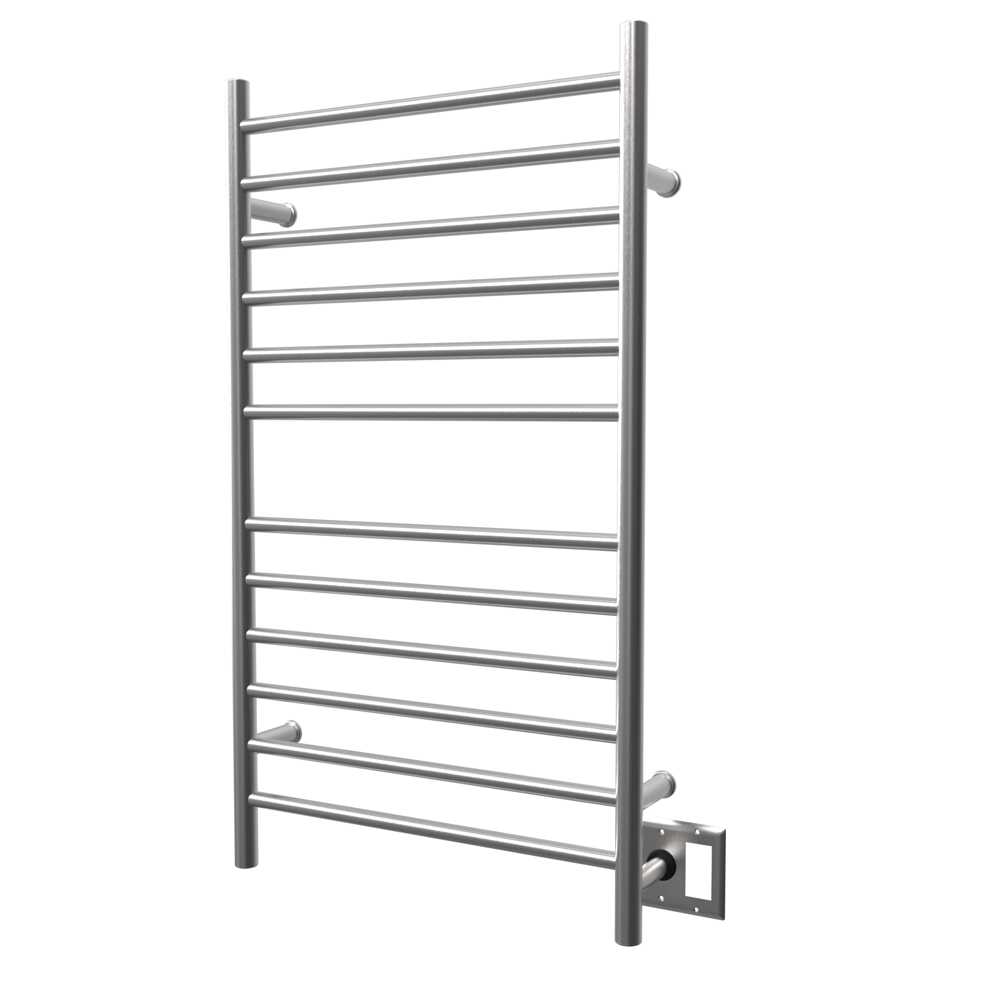 Radiant Grande Cableado + Enchufe Combo Recta 12 Barras Toallero Calefactor en Níquel Satinado