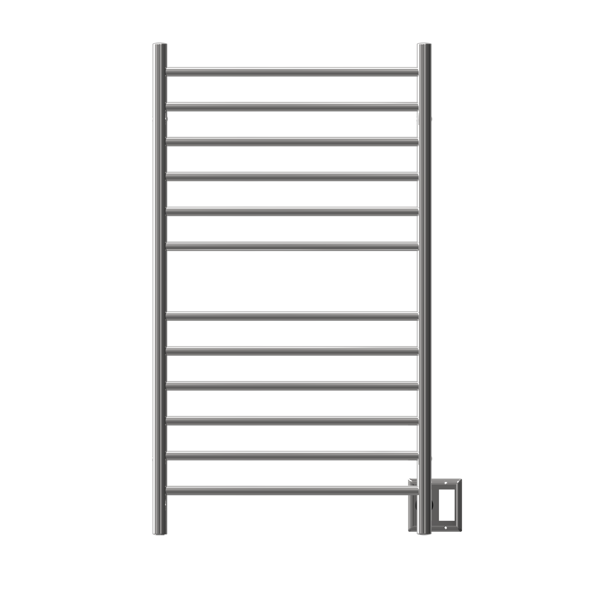 Radiant Grande Cableado + Enchufe Combo Recta 12 Barras Toallero Calefactor en Níquel Satinado