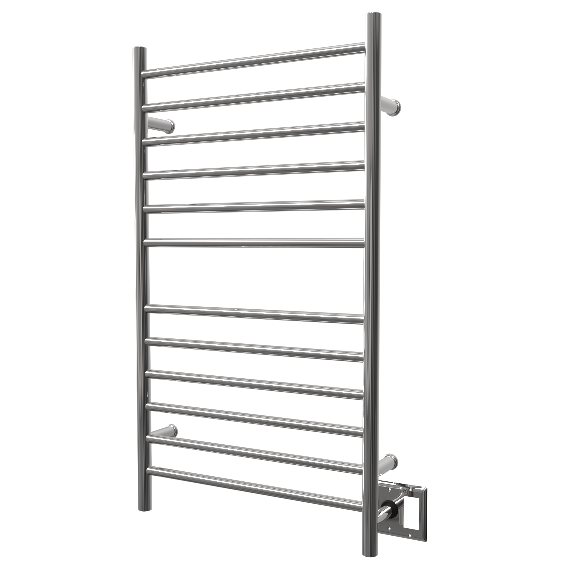Radiant Grande Cableado + Enchufe Combo Recta 12 Barras Toallero Calefactor en Níquel Satinado