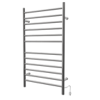 Radiant Grande Cableado + Enchufe Combo Recta 12 Barras Toallero Calefactor en Níquel Satinado