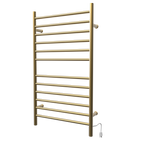 Radiant Grande Cableado + Enchufe Combo Recta 12 Barras Toallero Calefactor en Níquel Satinado