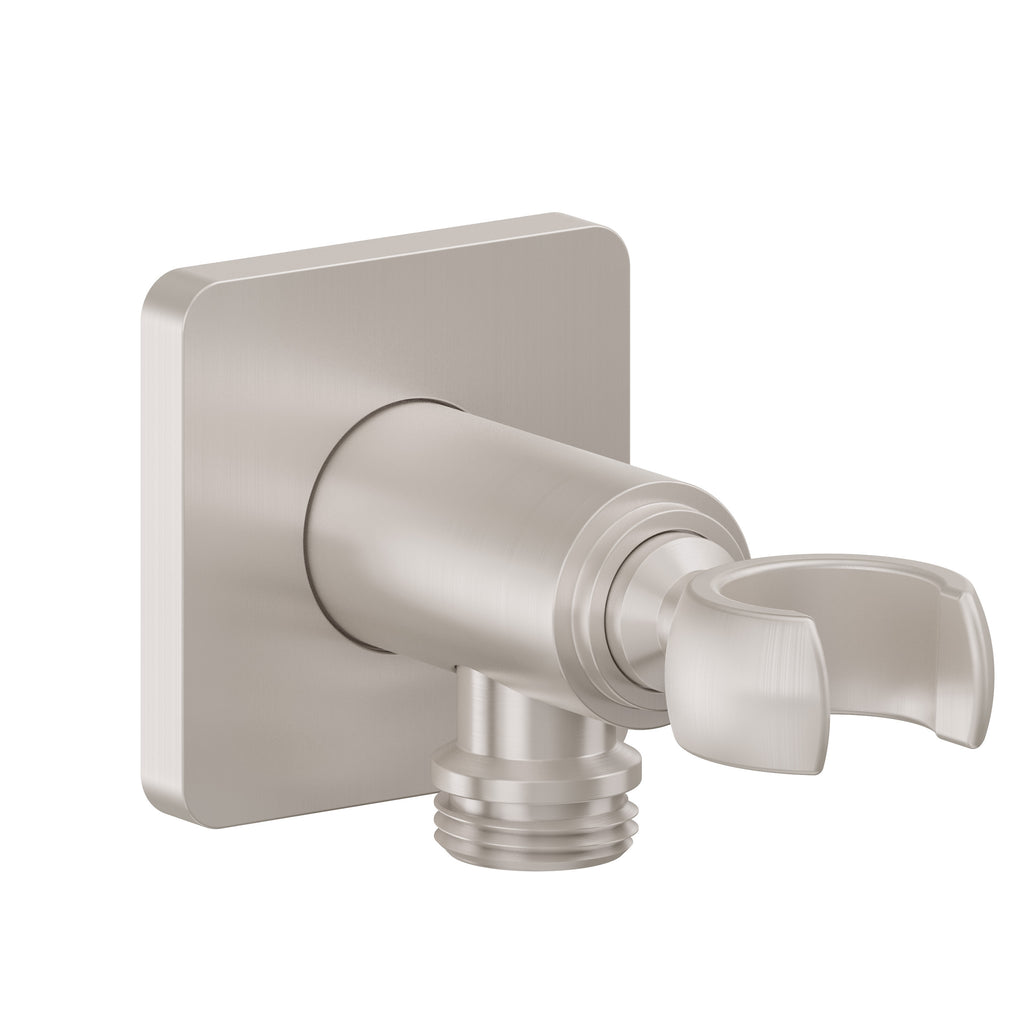 California Faucets San Elijo Codo de Suministro con Soporte para Regadera de Mano - Base Cuadrada - Níquel Satinado