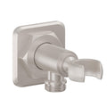 California Faucets Steampunk Bay Codo de Suministro con Soporte para Regadera de Mano - Base Quad - Níquel Satinado