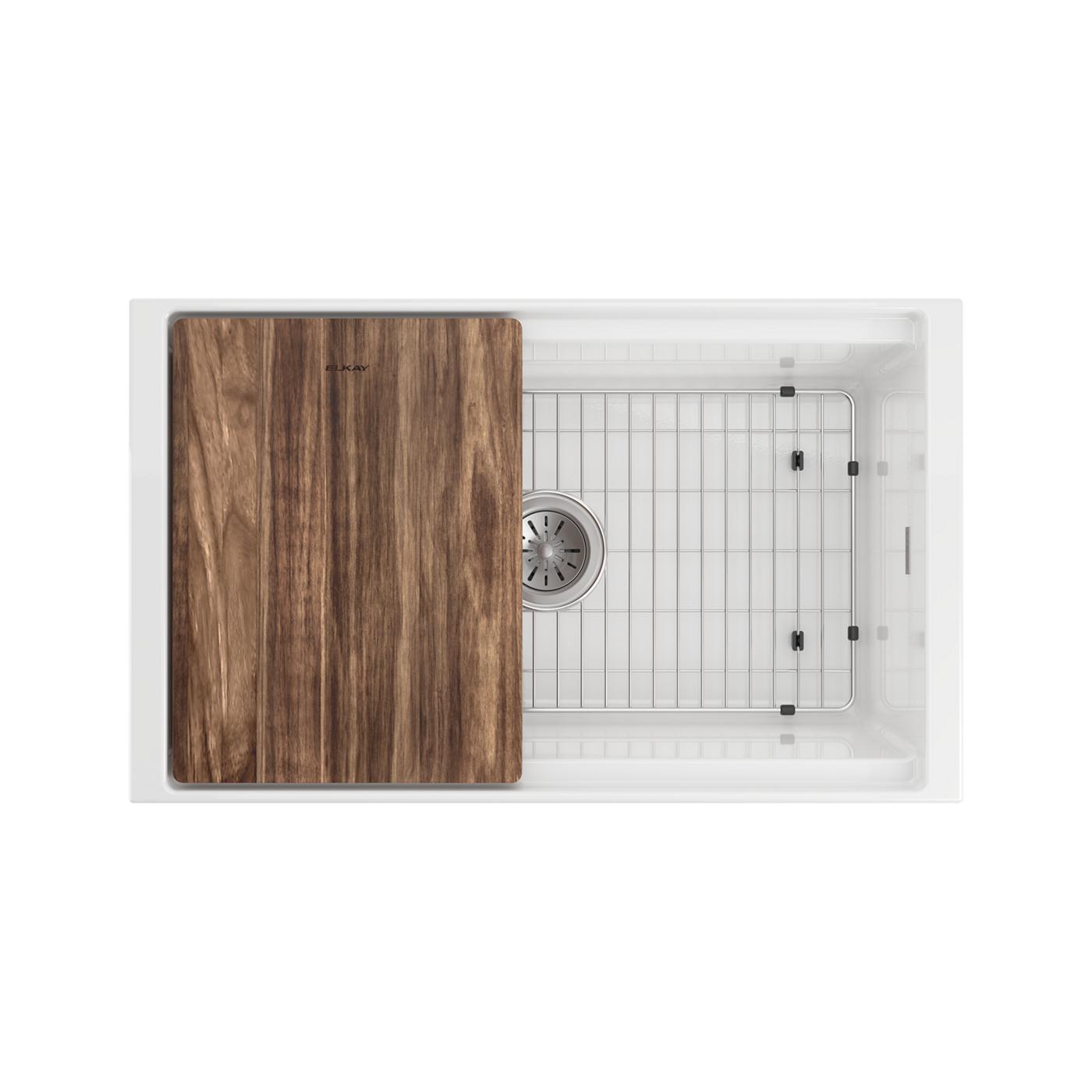 Elkay Tarja Fireclay 30" x 18-13/16" x 9-5/8" de Un Tazón Farmhouse Workstation (Kit) Blanco — vista de producto