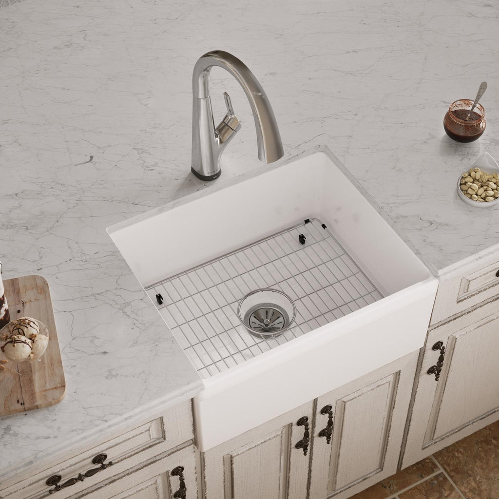 Elkay Tarja Fireclay 24-7/16" x 19-11/16" x 9-1/8" de Un Tazón Farmhouse (Kit) con Llave Filtrada Blanco — vista de producto