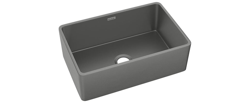 Elkay Tarja Fireclay 30" x 19-15/16" x 9-1/8" de Un Tazón Farmhouse Gris — ambiente de cocina