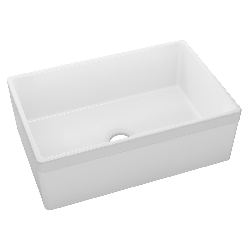 Elkay Tarja Fireclay 30" x 19-15/16" x 9-1/8" de Un Tazón Farmhouse Blanco — ambiente de cocina
